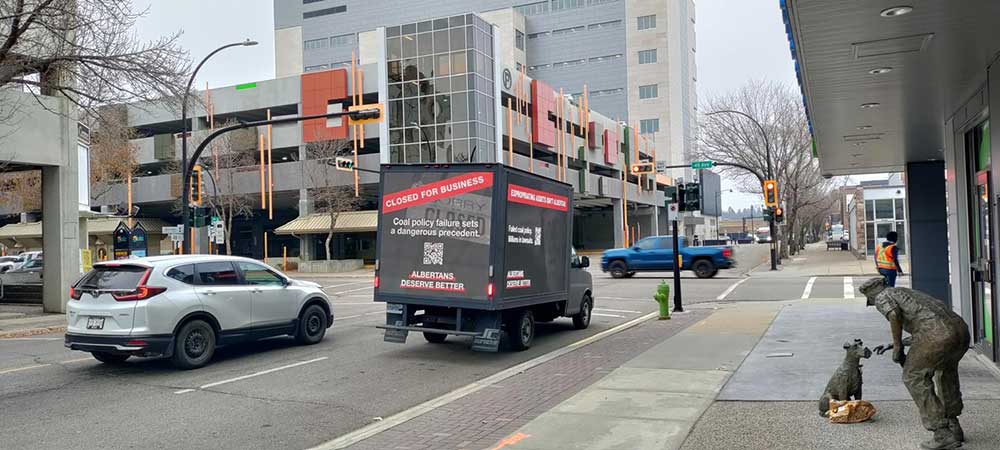 red deer ab led truck campaigning