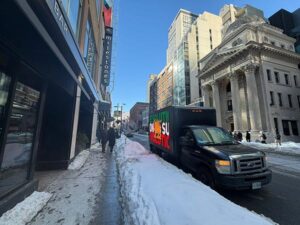 community awareness media truck campaign at Yonge-Dundas Square Toronto