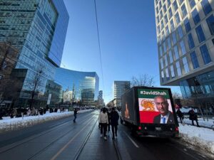 community awareness media truck campaign at Yonge-Dundas Square Toronto