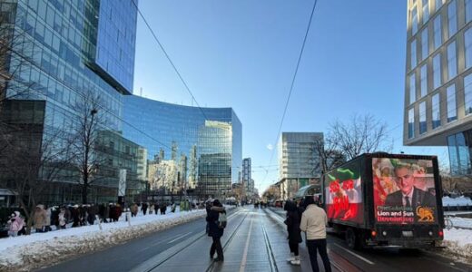 community awareness media truck campaign at Yonge-Dundas Square Toronto