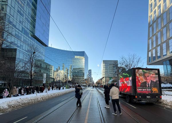 community awareness media truck campaign at Yonge-Dundas Square Toronto