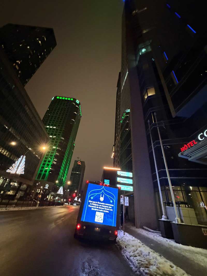 montreal islamic relief media truck advertising