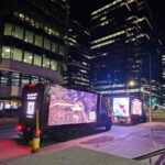 FIXAR autonomous drone video displayed on a Grow More mobile billboard truck at CANSEC Ottawa