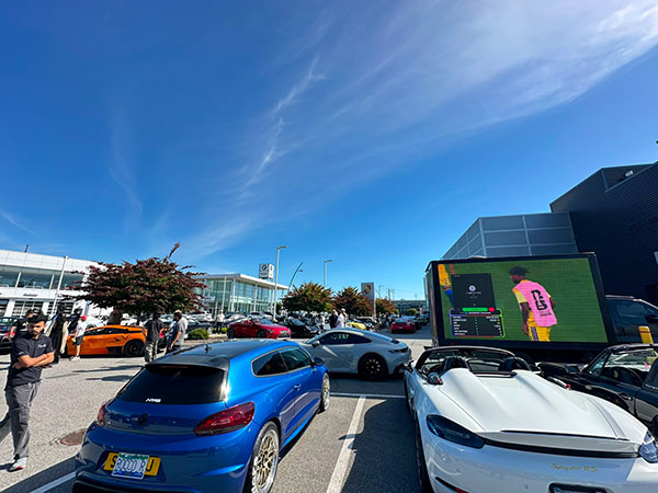 Porsche Langley FIFA game liver streaming with media truck