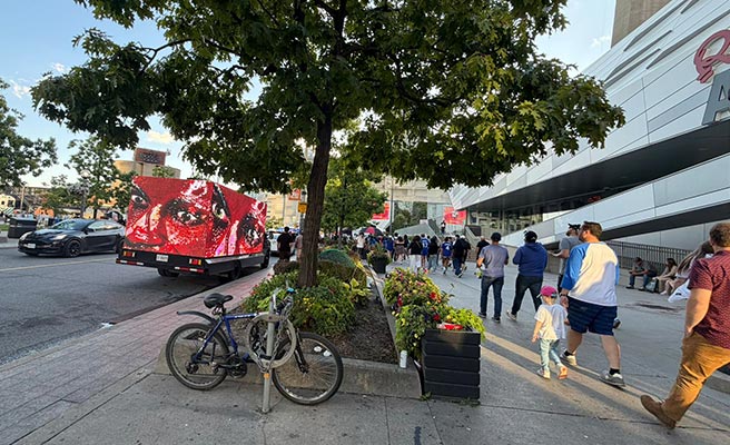 Mobile LED truck displaying creative for a new music release